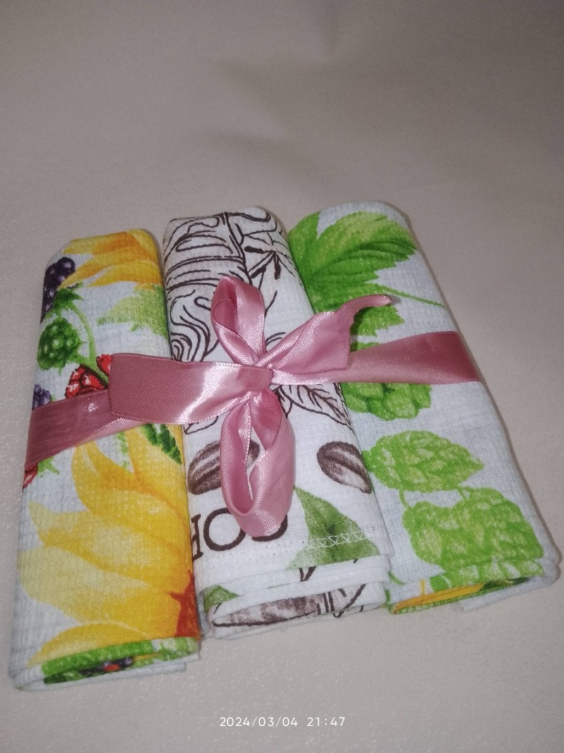 Полотенца вафельные кухонные (набор 3 шт.)